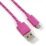 Cable cargador USB con conector micro USB nylon 2M rosa