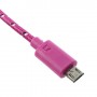 Cable cargador USB con conector micro USB nylon 2M rosa