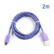 Cable cargador USB con conector micro USB nylon 2M purpura