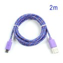 Cable cargador USB con conector micro USB nylon 2M purpura
