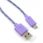 Cable cargador USB con conector micro USB nylon 2M purpura
