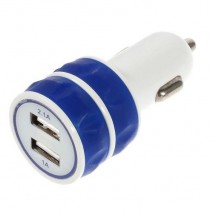 Cargador de mechero con 2 tomas usb para telefono movil / tablets /camaras digitales azul
