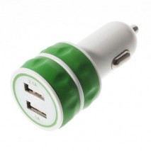 Cargador de mechero con 2 tomas usb para telefono movil / tablets /camaras digitales verde