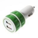 Cargador de mechero con 2 tomas usb para telefono movil / tablets /camaras digitales verde