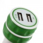 Cargador de mechero con 2 tomas usb para telefono movil / tablets /camaras digitales verde