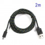 Cable cargador USB con conector micro USB nylon 2M negro