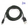 Cable cargador USB con conector micro USB nylon 2M negro
