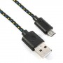 Cable cargador USB con conector micro USB nylon 2M negro