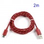 Cable cargador USB con conector micro USB nylon 2M rojo