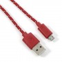 Cable cargador USB con conector micro USB nylon 2M rojo
