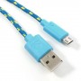 Cable cargador USB con conector micro USB nylon 2M azul