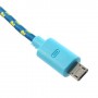Cable cargador USB con conector micro USB nylon 2M azul