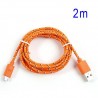 Cable cargador USB con conector micro USB nylon 2M naranja