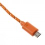 Cable cargador USB con conector micro USB nylon 2M naranja