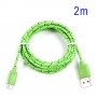 Cable cargador USB con conector micro USB nylon 2M verde