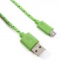 Cable cargador USB con conector micro USB nylon 2M verde