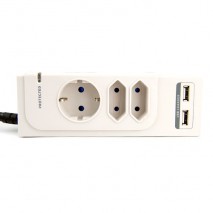 Regleta especial para Smartphone/  tablet / PC  Mooster con proteccion de sobretension, 4 tomas de r
