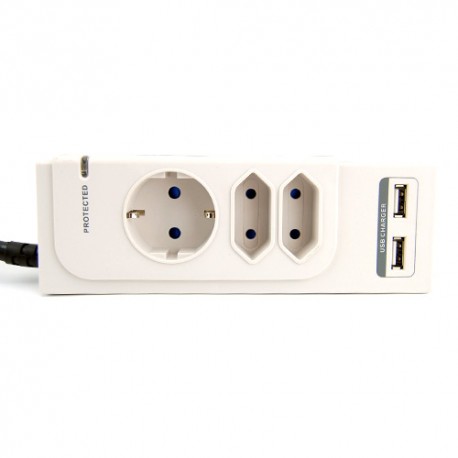 Regleta especial para Smartphone/  tablet / PC  Mooster con proteccion de sobretension, 4 tomas de r