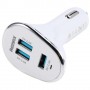 Cargador de mechero 2,4 A con 3  tomas usb para telefono movil / tablets /portatiles /camaras digita