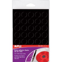Bolsa boton negro Apli adhesivo fijador CD/DVD 18 mm, 35 unidades