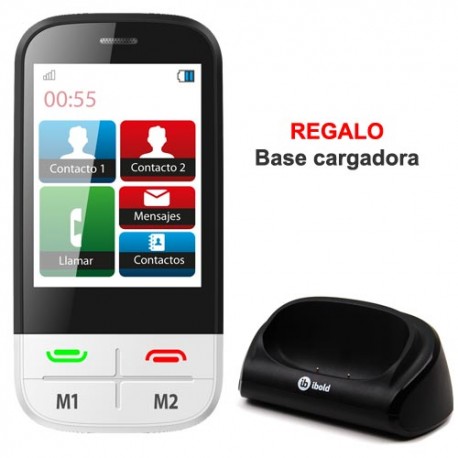 Telefono Ibold Facil uso Senior tactil  2,8 pulgadas libre  blanco incluye funda tipo libro,