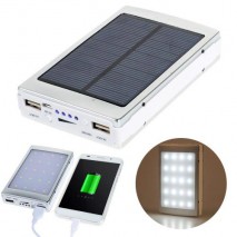 Power Bank Solar 5000 mAh 3 modos de luz led plata