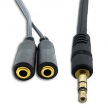 Cable adaptador audio jack  de 3,5 mm, macho / 2 hembras negro