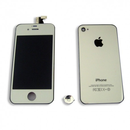 Kit cambio de color LCD + Tactil + Boton Home y Tapa trasera para iPhone 4S A1387  color plateado
