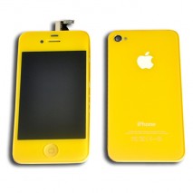 Kit cambio de color LCD + Tactil + Boton Home + Tapa trasera para iPhone 4 A1332 / A1349  color amar