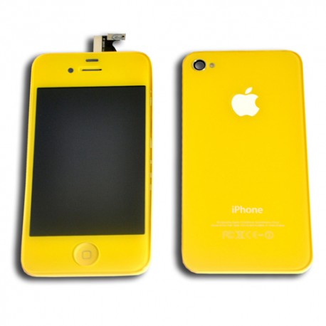 Kit cambio de color LCD + Tactil + Boton Home + Tapa trasera para iPhone 4 A1332 / A1349  color amar