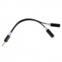 Cable adaptador audio jack  de 3,5 mm, macho / 2 hembras negro