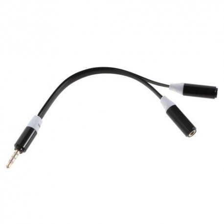 Cable adaptador audio jack  de 3,5 mm, macho / 2 hembras negro