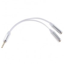 Cable adaptador audio jack  de 3,5 mm, macho / 2 hembras blanco