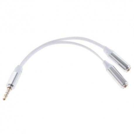 Cable adaptador audio jack  de 3,5 mm, macho / 2 hembras blanco