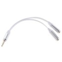 Cable adaptador audio jack  de 3,5 mm, macho / 2 hembras blanco