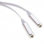 Cable adaptador audio jack  de 3,5 mm, macho / 2 hembras blanco