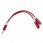 Cable adaptador audio jack  de 3,5 mm, macho / 2 hembras rojo