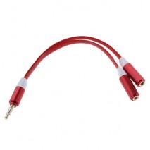 Cable adaptador audio jack  de 3,5 mm, macho / 2 hembras rojo