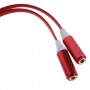 Cable adaptador audio jack  de 3,5 mm, macho / 2 hembras rojo
