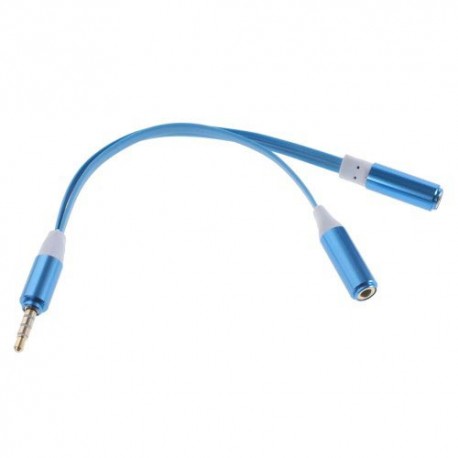 Cable adaptador audio jack  de 3,5 mm, macho / 2 hembras azul