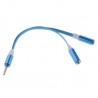 Cable adaptador audio jack  de 3,5 mm, macho / 2 hembras azul