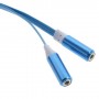 Cable adaptador audio jack  de 3,5 mm, macho / 2 hembras azul