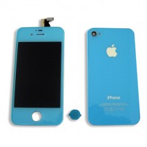 Kit cambio de color LCD + Tactil + Boton Home y Tapa trasera para iPhone 4S A1387  color azul claro