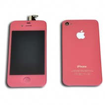 Kit cambio de color LCD + Tactil + Boton Home + Tapa trasera para iPhone 4 A1332 / A1349  color rosa