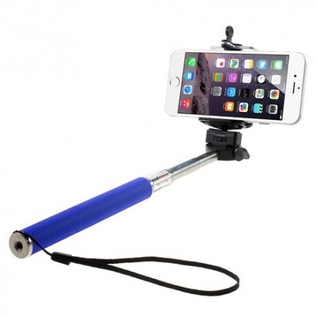 Soporte extensible selfie de mano para telefonos moviles y camaras azul