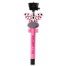 Soporte extensible selfie Cebra bluetooth con disparador para telefonos moviles rosa