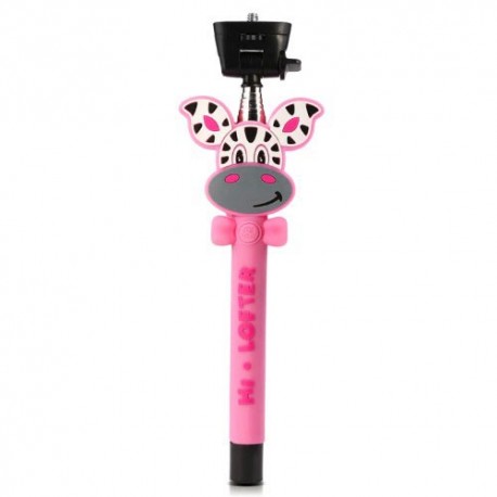 Soporte extensible selfie Cebra bluetooth con disparador para telefonos moviles rosa