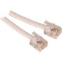 Cable telefonico plano  6/4 vias macho-macho de 2,1 m, blanco rj11-rj11