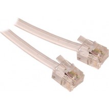Cable telefonico plano  6/4 vias macho-macho de 2,1 m, blanco rj11-rj11