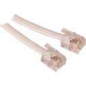 Cable telefonico plano  6/4 vias macho-macho de 2,1 m, blanco rj11-rj11